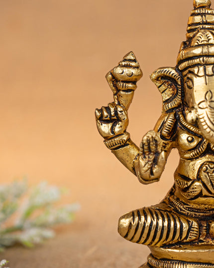 Brass Lakshmi Ganesha Saraswathi Idol - Set of 3 - 4 inch - WL5293