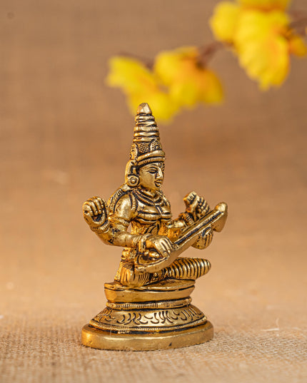 Brass Lakshmi Ganesha Saraswathi Idol - Set of 3 - 4 inch - WL5293