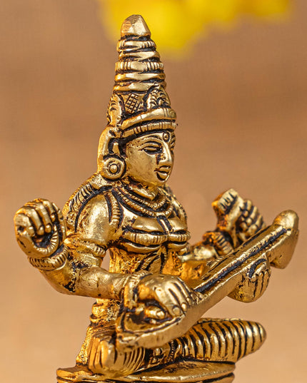 Brass Lakshmi Ganesha Saraswathi Idol - Set of 3 - 4 inch - WL5293
