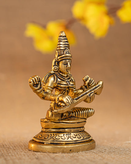 Brass Lakshmi Ganesha Saraswathi Idol - Set of 3 - 4 inch - WL5293