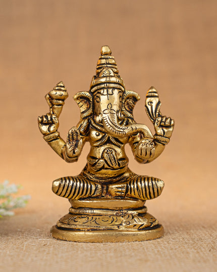 Brass Lakshmi Ganesha Saraswathi Idol - Set of 3 - 4 inch - WL5293