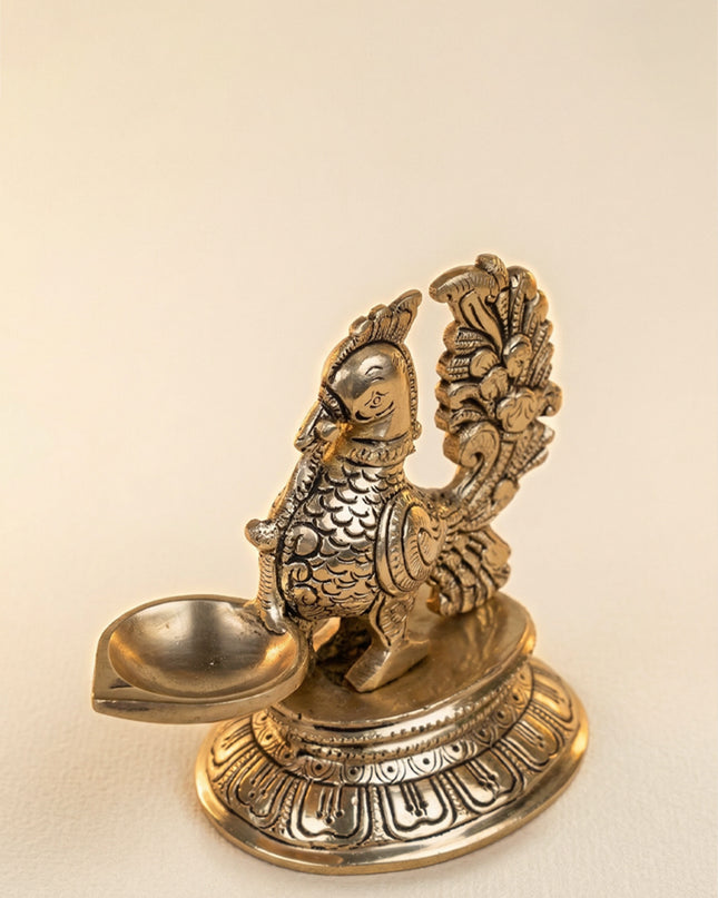 Brass Annapakshi with Diya - 5 inch - WL5299