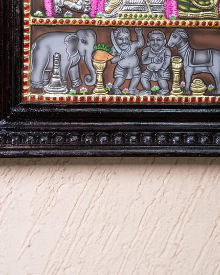 Tanjore Painting - Thiruparankundram Murugan - Flat (Gold Foil) - 12x10 inch - WL5312
