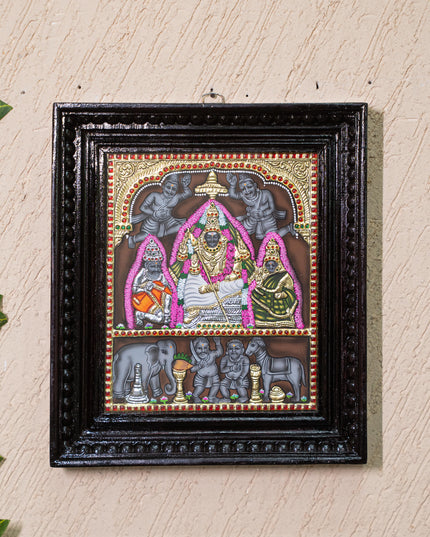 Tanjore Painting - Thiruparankundram Murugan - Flat (Gold Foil) - 12x10 inch - WL5312