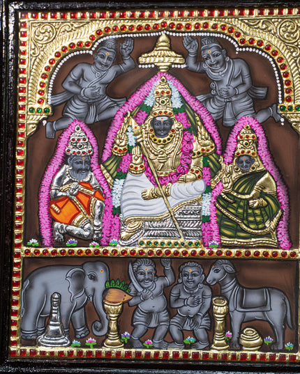 Tanjore Painting - Thiruparankundram Murugan - Flat (Gold Foil) - 12x10 inch - WL5312