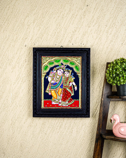 Tanjore Painting - Radha-Krishna - Flat (Gold Foil) - 15x12 inch - WL5336