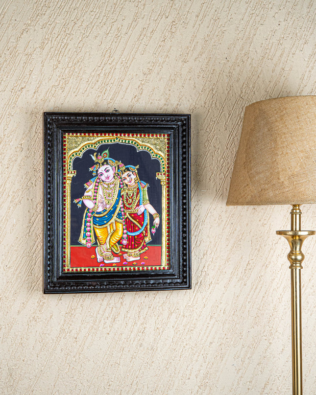 Tanjore Painting - Radha-Krishna - Flat (Gold Foil) - 15x12 inch - WL5336