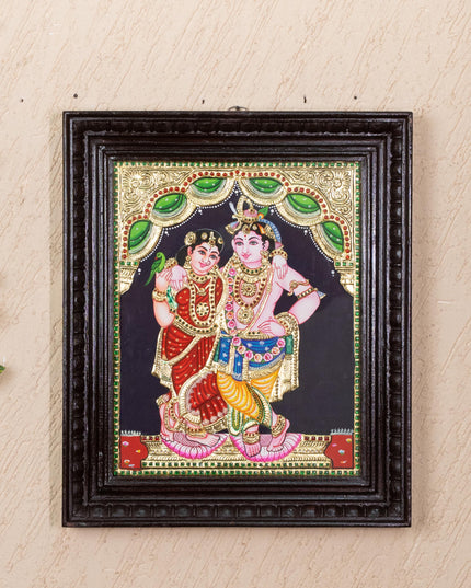 Tanjore Painting - Radha-Krishna - Flat (Gold Foil) - 15x12 inch - WL5336