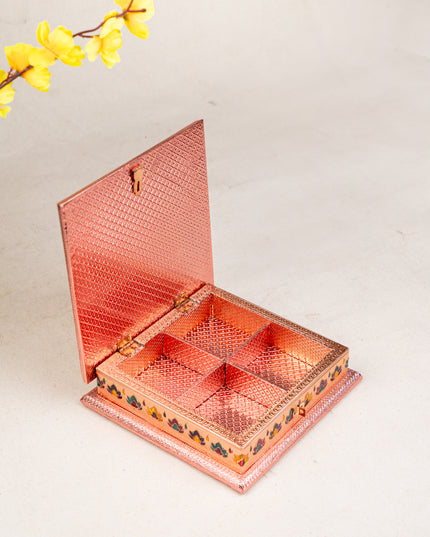 Customized - Meenakari Dry Fruit Box - Copper - 8x8 inch - WL5339