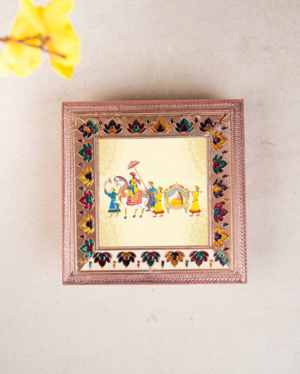 Customized - Meenakari Dry Fruit Box - Copper - 8x8 inch - WL5339