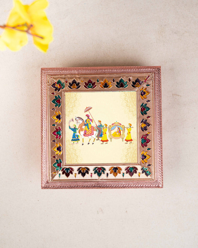 Customized - Meenakari Dry Fruit Box - Copper - 8x8 inch - WL5339