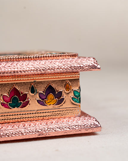 Customized - Meenakari Dry Fruit Box - Copper - 8x8 inch - WL5339