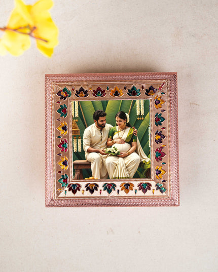 Customized - Meenakari Dry Fruit Box - Copper - 8x8 inch - WL5339