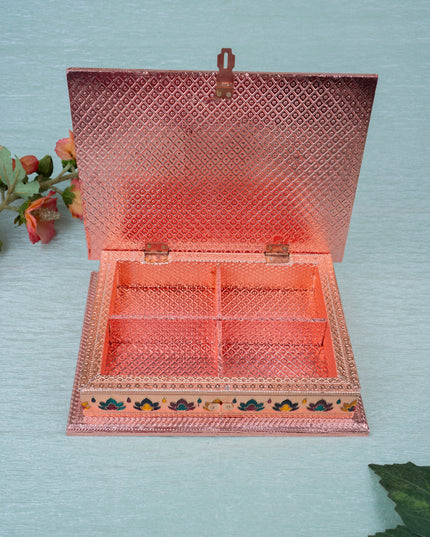 Customized - Meenakari Dry Fruit Box - 9x6 inch - Copper - WL5340