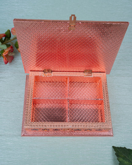Customized - Meenakari Dry Fruit Box - 9x6 inch - Copper - WL5340