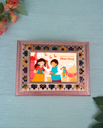 Customized - Meenakari Dry Fruit Box - 9x6 inch - Copper - WL5340