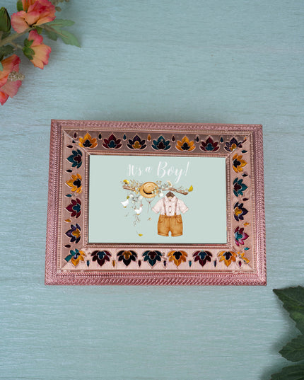 Customized - Meenakari Dry Fruit Box - 9x6 inch - Copper - WL5340