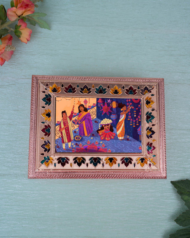 Customized - Meenakari Dry Fruit Box - 9x6 inch - Copper - WL5340