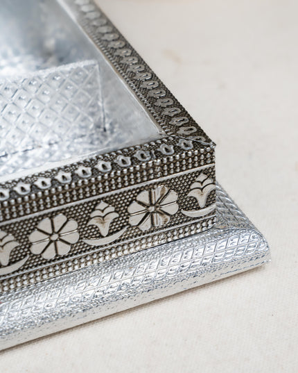 Customized - Meenakari Dry Fruit Box - 9x6 inch - Silver - WL5354