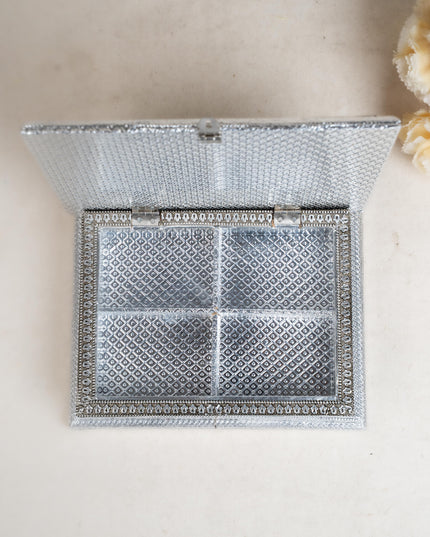 Customized - Meenakari Dry Fruit Box - 9x6 inch - Silver - WL5354