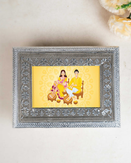 Customized - Meenakari Dry Fruit Box - 9x6 inch - Silver - WL5354