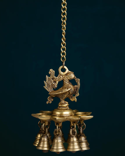 Brass Annapakshi Diya with Bells - 20 inch - WL5355