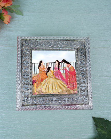 Customized - Meenakari Dry Fruit Box - Silver - 8x8 inch - WL5378