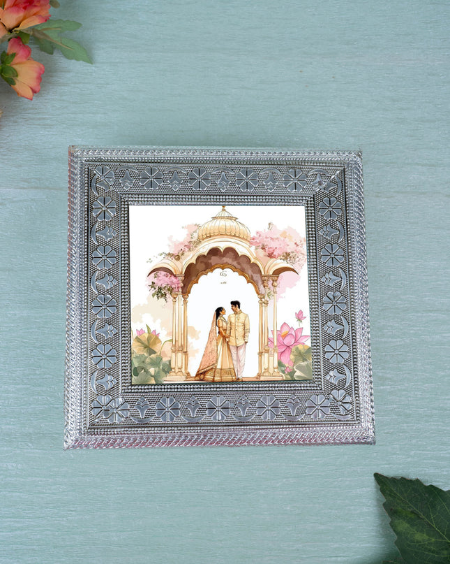 Customized - Meenakari Dry Fruit Box - Silver - 8x8 inch - WL5378
