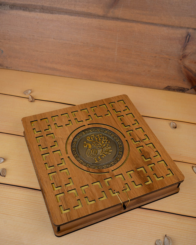 Wooden Annapakshi Dry Fruit Box - 12x12 inch - WL5383-1