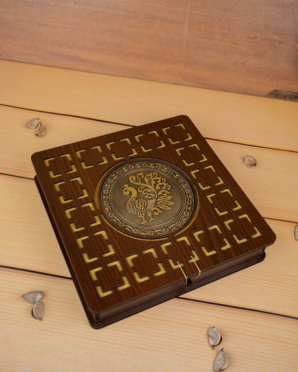 Brown Annapakshi Dry Fruit Box- 10x10 inch - WL5384-2
