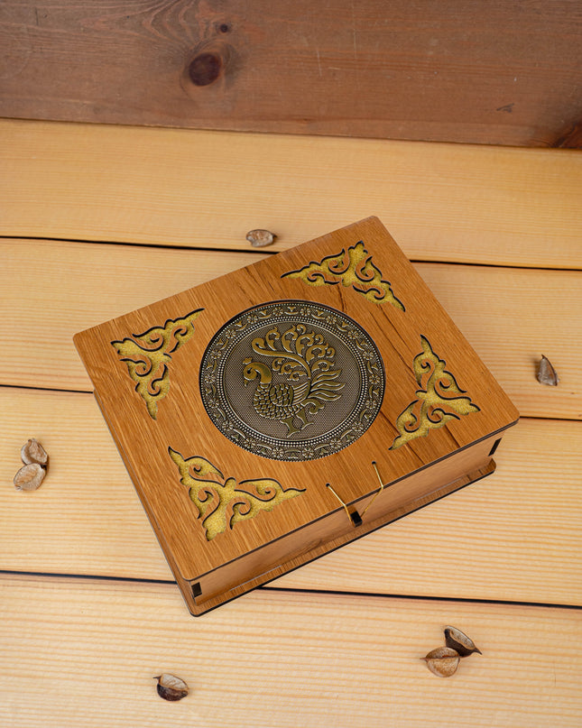 Wooden Dry Fruit Box with 6 Glass Jar - Annapakshi Design - 9x7 inch - WL5385-1