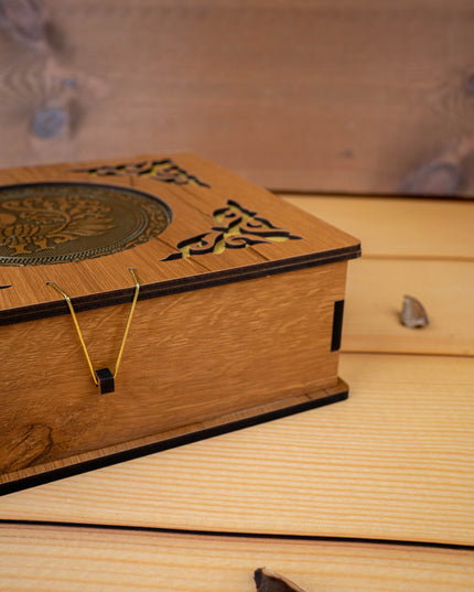 Wooden Dry Fruit Box with 6 Glass Jar - Annapakshi Design - 9x7 inch - WL5385-1