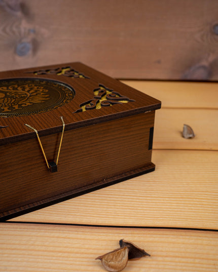 Brown Dry Fruit Box with 6 Glass Jar - Annapakshi Design - 9x7 inch - WL5385-2