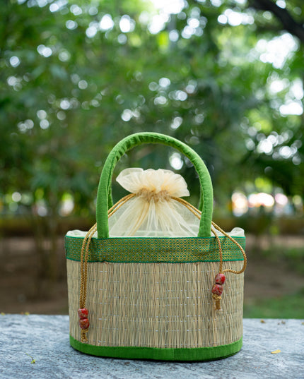 Korai Basket with Handle - Green - 5 inch - WL5391-2