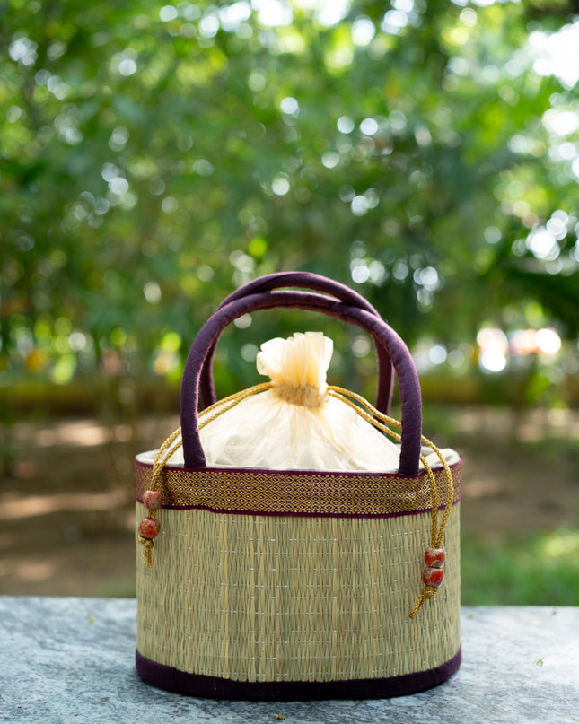 Korai Basket with Handle - Purple - 5 inch - WL5391-3