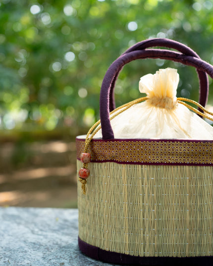 Korai Basket with Handle - Purple - 5 inch - WL5391-3