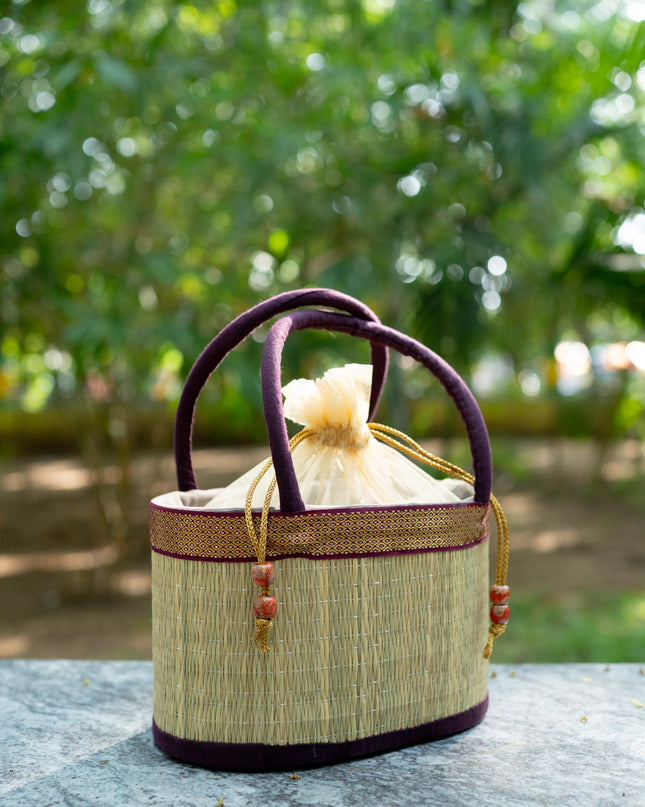 Korai Basket with Handle - Purple - 5 inch - WL5391-3