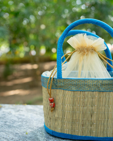 Korai Basket with Handle - Blue - 5 inch - WL5391-1