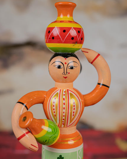 Kondapalli - Lady with Pot - 8 inch - WL5394-1
