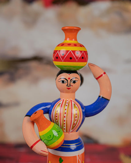 Kondapalli - Lady with Pot - 8 inch - WL5394-1
