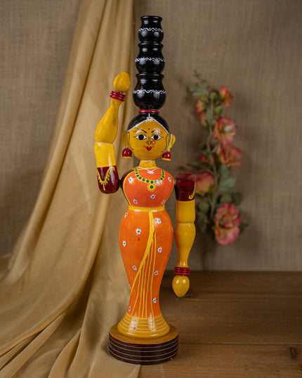 Kondapalli - Lady with 3 Pot - 20 inch - WL5395