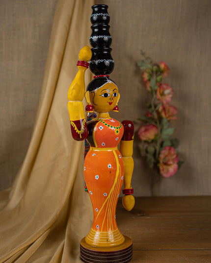Kondapalli - Lady with 3 Pot - 20 inch - WL5395