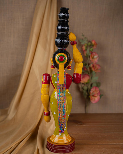 Kondapalli - Lady with 3 Pot - 20 inch - WL5395