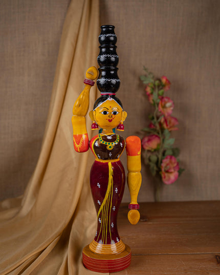 Kondapalli - Lady with 3 Pot - 20 inch - WL5395