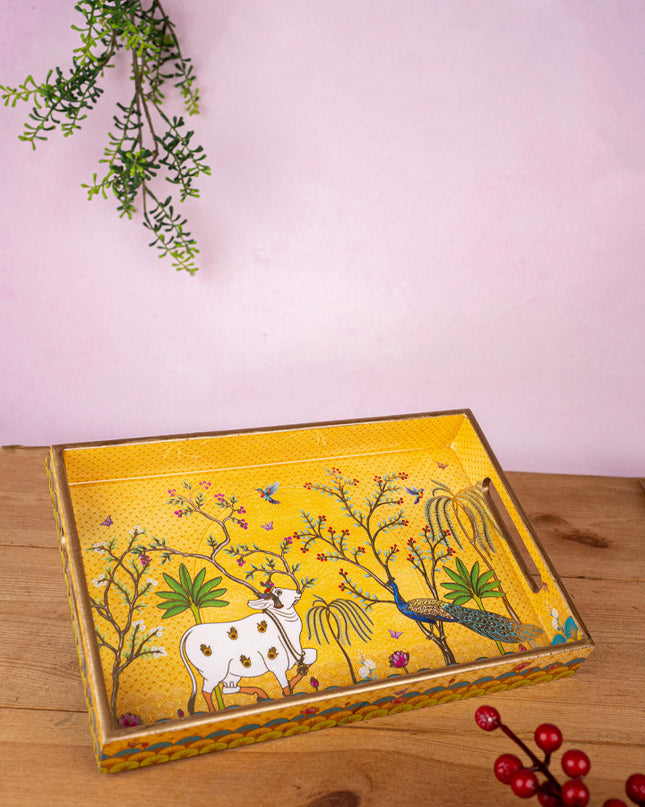 Digital Printed Tray with Pichwai and Mugal Theme - 12x8 inch - WL5400