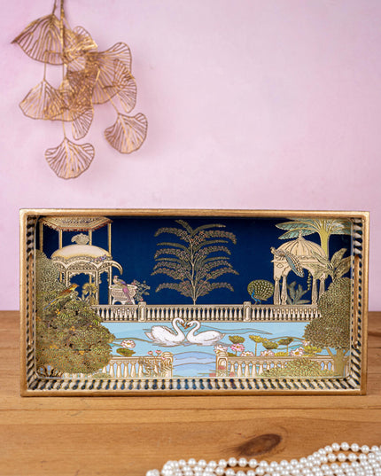 Digital Printed Tray with Swan Theme - 13x7 inch - WL5401