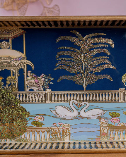 Digital Printed Tray with Swan Theme - 13x7 inch - WL5401