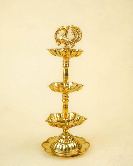 Brass Annapakshi Diya - 3 Step - 8 inch - WL5403