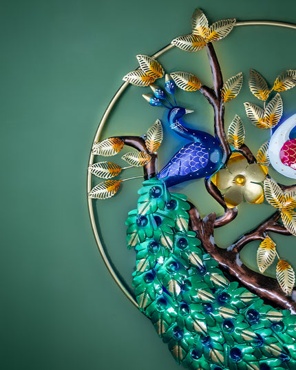 Metal Peacock Wall Hanging with Light - 40 inch - WL5407