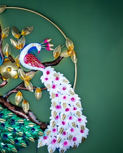 Metal Peacock Wall Hanging with Light - 40 inch - WL5407